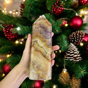 Large crazy lace amethyst tower 2 pound gemstone for home decor and healing